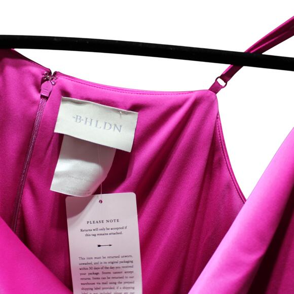 BHLDN Anthropologie Cali Satin Cowl-Neck Midi Slip Dress Pink Raspberry Size 16W - Picture 7 of 7